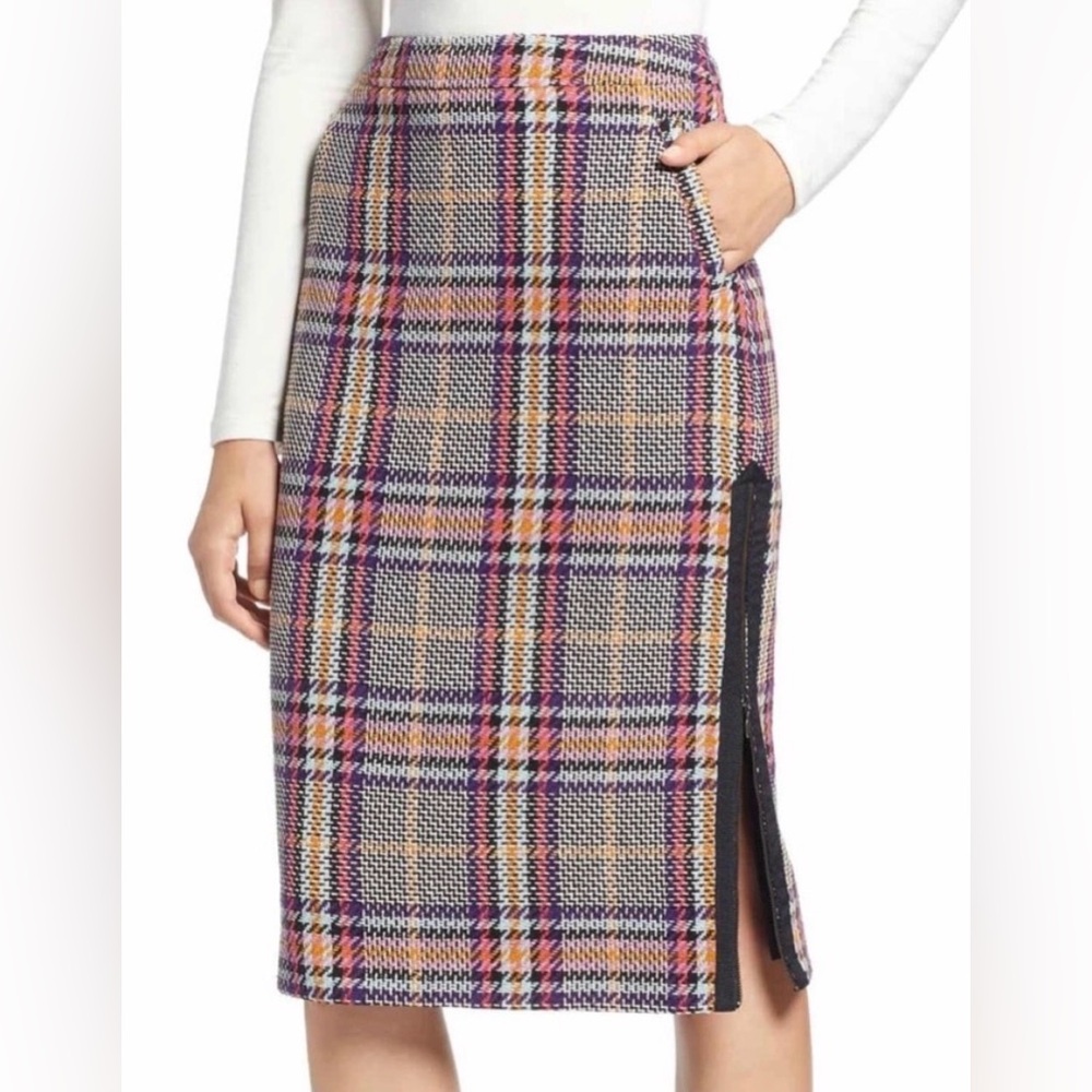 Halogen Multicolor Plaid Pencil Skirt